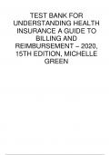 TEST BANK FOR UNDERSTANDING HEALTH INSURANCE A GUIDE TO BILLING AND REIMBURSEMENT – 2020, 15TH EDITION, MICHELLE GREEN