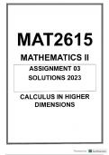MAT2615 ASSIGNMENT 3 SOLUTIONS CALCULUS IN HIGHER DIMENSIONS 2023
