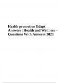Health promotion Edapt Answers | Health and Wellness – Questions With Answers 2023