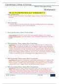 NR 283 PATHOPHYSIOLOGY WORKSHEET 4 QUESTION AND ANSWERS (Verified Answers) Download To Score A