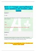 BIOD 171 Portage Learning/Module 4 Exam Questions and Answers Latest Update