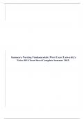 Summary Nursing Fundamentals (West Coast University) Nclex-RN Cheat Sheet Complete Summer 2023.
