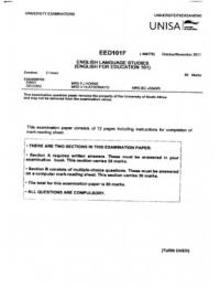 ENG 1502 Exam Paper October November 2011