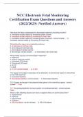 NCC Electronic Fetal Monitoring Certification Exam Questions and Answers (2022/2023) (Verified Answers)