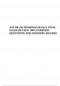 ATI NR 293 PHARMACOLOGY FINAL EXAM QUESTIONS AND ANSWERS 2023/2024 Graded A+