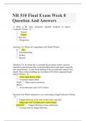 NR 510 Final Exam Week 8 – Question And Answers