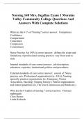 Nursing 140 Mrs. Jagellaa Exam 1 Moraine Valley Community College Questions And Answers With Complete Solutions