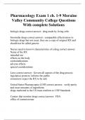 Pharmacology Exam 1 ch. 1-9 Moraine Valley Community College Questions With complete Solutions