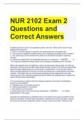 NUR 2102 Exam 2 Questions and Correct Answers