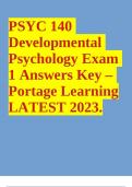 PSYC 140 Developmental Psychology Exam 1 Answers Key – Portage Learning LATEST 2023.