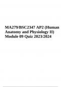MA279/BSC2347 AP2 (Human Anatomy and Physiology II) Module 09 Quiz 2023/2024