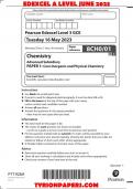 EDEXCEL CHEMISTRY 8CHO AS LEVEL JUNE 2023  PAPER 1 CORE INORGANIC AND PHYSICAL CHEMISTRY