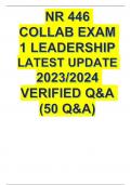 NR 446 COLLAB EXAM 1 LEADERSHIP LATEST UPDATE 2023/2024 VERIFIED Q&A (50 Q&A)