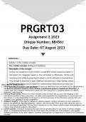 PRGRT03 Assignment 2 (ANSWERS) 2023 (884561)- DISTINCTION GUARANTEED