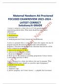 Maternal Newborn Ati Proctored FOCUSED EXAMREVIEW 2023-2024 - LATEST CORRECT Solutions/A GRADE