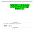 NURS 6521 Final Exam for Advanced Pharmacology- Winter 2022