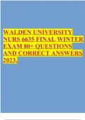 WALDEN UNIVERSITY NURS 6635 FINAL WINTER EXAM 80+ QUESTIONS AND CORRECT ANSWERS 2023.