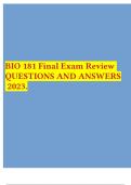 BIO 181 Final Exam Review QUESTIONS AND ANSWERS 2023.