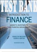 TEST BANK for Introduction to Finance: Markets, Investments, and Financial Management 17th Edition by Ronald Melicher & Edgar Norton. ISBN 9781119561170. (Complete 18 Chapters).