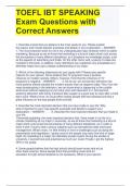 TOEFL IBT SPEAKING Exam Questions with Correct Answers 