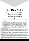 COM2603 Assignment 1 (ANSWERS) Semester 1 2024 - DISTINCTION GUARANTEED