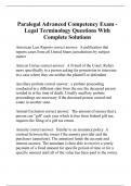 Paralegal Advanced Competency Exam - Legal Terminology Questions With Complete Solutions