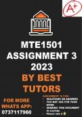 MTE1501 Assignment 3 2023 (ANSWERS)