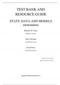 Test Bank for Stats Data and Models 5th edition by Richard D. De Veaux, Paul F. Velleman, David E. Bock