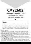 CMY2604 Assignment 1 (ANSWERS) Semester 2 2023 - DISTINCTION GUARANTEED