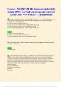 Exam 1: NR224/ NR 224 Fundamentals Skills Exam| 100% Correct Questions and Answers (2023/ 2024 New Update) - Chamberlain