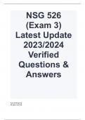 NSG 526  (Exam 3)  Latest Update 2023/2024 Verified Questions & Answers