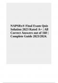 NAPSRx® Final Exam Quiz Solution 2023 Rated A+ | All Correct Answers out of 160 | Complete Guide 2023/2024.