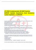  ATI RN Fundamentals 2019B Practice 	  B(NEW Update Questions And Answers) Latest Updates. A GRADE. 