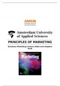 Complete summary of book and lectures slides of Marketing I and II