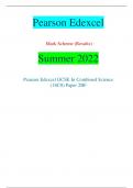Pearson Edexcel Mark Scheme (Results) Summer 2022 Pearson Edexcel GCSE In Combined Science  (1SC0) Paper 2BF Mark Scheme (Results) Summer 2022 Pearson Edexcel GCSE In Combined Science (1SC0) Paper 2BF Edexcel and BTEC Qualifications