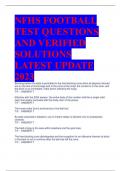 NFHS FOOTBALL  TEST QUESTIONS  AND VERIFIED  SOLUTIONS  LATEST UPDATE  2023