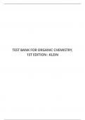 TEST BANK FOR ORGANIC CHEMISTRY, 1ST EDITION : KLEIN