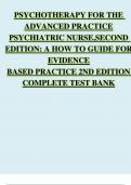 PSYCHOTHERAPY FOR THE ADVANCED PRACTICE PSYCHIATRIC NURSE 2ND EDITION A HOW TO GUIDE FOR EVIDENCE BASED PRACTICE WHEELER TEST BANK RATED A+