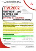PVL2602 ASSIGNMENT 1 MEMO - SEMESTER 2 - 2023 - UNISA - (DETAILED ANSWERS WITH REFERENCES - DISTINCTION GUARANTEED) – DUE DATE: - 21 AUGUST 2023