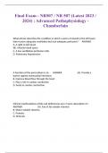 Final Exam - NR507 / NR 507 (Latest 2023 / 2024) : Advanced Pathophysiology - Chamberlain