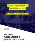 TRL2601 ASSIGNMENT 2 SEMESTER 2 2023 (DUE 23 August 2023, 11 PM)
