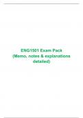 ENG 1501 Exam Pack (Memo, notes & explanations detailed), University of South Africa, UNISA