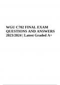 WGU C702 FINAL EXAM QUESTIONS WITH 100% Correct ANSWERS  Latest 2023/2024 | Graded A+ (VERIFIED)