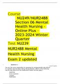 NU249/NUR2488 Section 06 Mental Health Nursing - Online Plus – 2023-2024 Winter Quarter