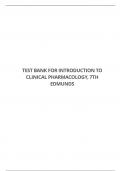 TEST BANK FOR INTRODUCTION TO CLINICAL PHARMACOLOGY, 7TH EDMUNDS