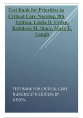 Test Bank for Priorities in Critical Care Nursing, 9th Edition, Linda D. Urden, Kathleen M. Stacy, Mary E. Lough -GradesA+-2023-2024