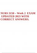 NURS 3150 – Week 2 EXAM UPDATED 2023 WITH CORRECT ANSWERS.