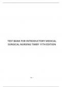 TEST BANK FOR INTRODUCTORY MEDICAL SURGICAL NURSING TIMBY 11TH EDITION