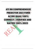 ATI RN COMPREHENSIVE PREDICTOR 2023 FORM A(180 Q&A) 100% CORRECT | VERIFIED AND RATED 100% 2023