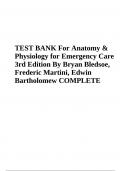 TEST BANK For Anatomy & Physiology for Emergency Care 3rd Edition By Bryan Bledsoe, Frederic Martini, Edwin Bartholomew | Complete Chapter 1-20 | 2023/2024